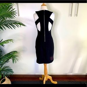 Helmut Lang Compress Twill Cutout Mesh Lined Bodycon Dress